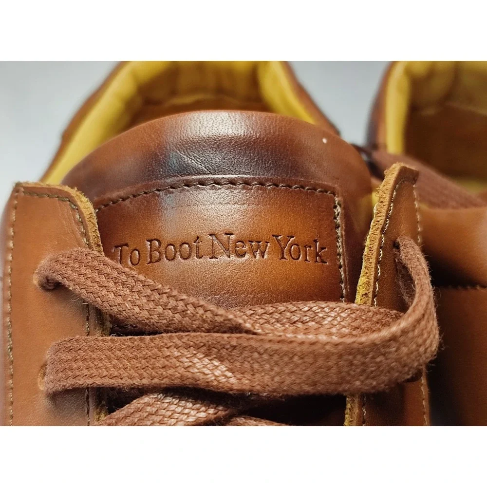 To Boot New York Brendan Cognac Brown Leather Low Top Sneaker Mens US 8